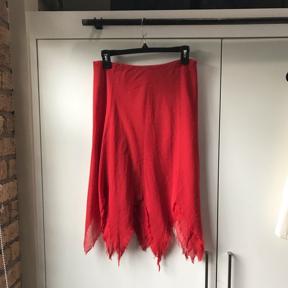Sexy Italian Handkerchief Fringe Red Skirt